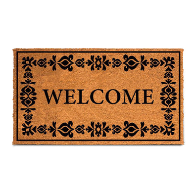 PLUS Haven Coco Coir Door Mat with Heavy Duty Backing, Welcome Doormat, 17.5”x30” Size, Easy to Clean Entry Mat, Beautiful Color and Sizing for Outdoor and Indoor uses, Home Décor